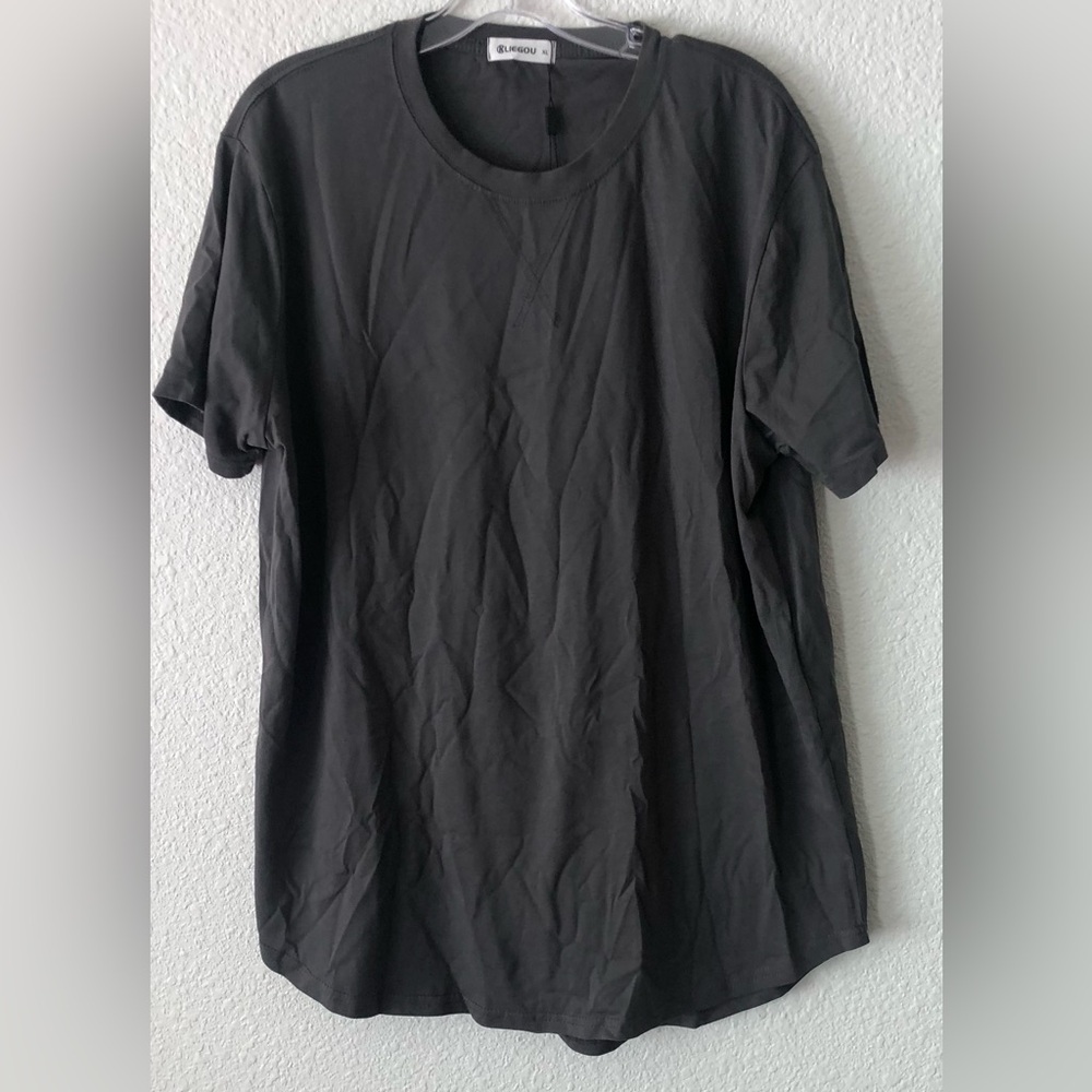 Klingou 100% Cotton Hip Hop Long Line Short Sleeve T-shirt Dark Grey size XL NWT